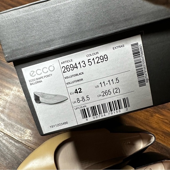 Ecco Shape Pointy Ballet Ballerina Flats 42 EU 11 - 11.5 US - Picture 4 of 6